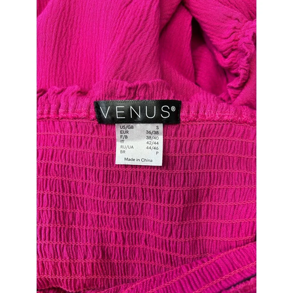 Venus Womens Hot Pink Sleeveless Smocked Halter Fun & Flirty Summer Short Romper